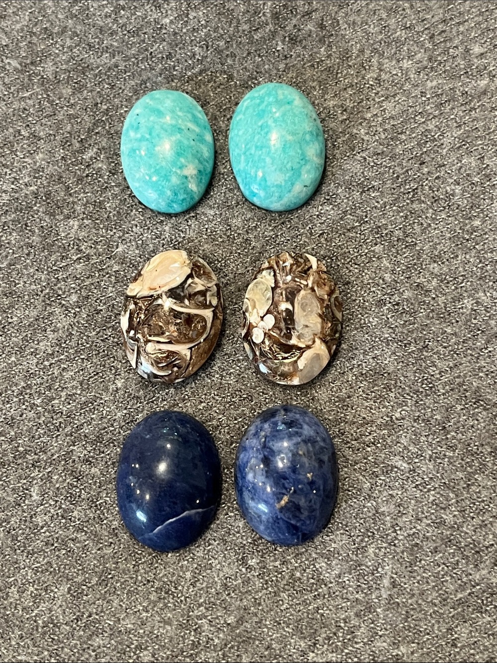 Natural Stone Cabochon Bundle 3 Pair